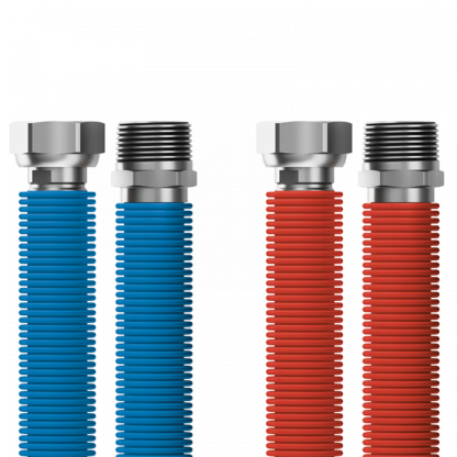 Nerezové hadice připojovací set ke kotlům Aqua Flexi R1/2"-G1/2" 30-60cm - 2ks hadice (modrá, červená) - Image 2