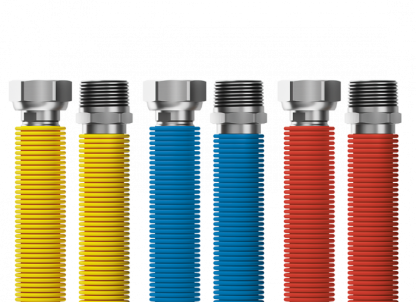 Nerezové hadice připojovací set ke kotlům Flexi R1/2"-G1/2" 30-60cm - 3ks hadice (modrá, červená, žlutá) - Image 2