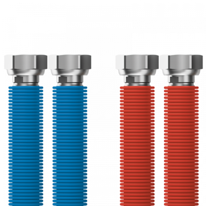 Nerezové hadice připojovací set ke kotlům Aqua Flexi G1/2"-G1/2" 30-60cm - 2ks hadice (modrá, červená) - Image 2